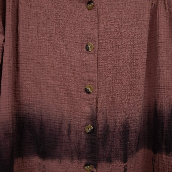 J. Jill PureJill purple tie dye gauzy button down tunic shirt-L - Picture 2 of 4